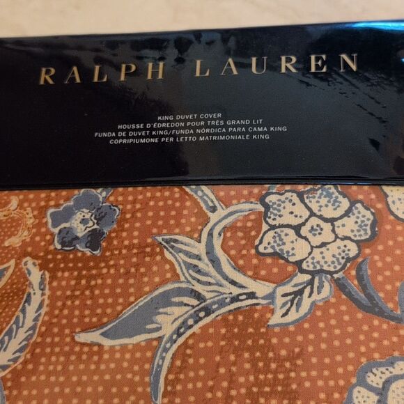 NWT Ralph Lauren King Duvet Cover Mirabelle Red Blue Floral Orange - Picture 3 of 6